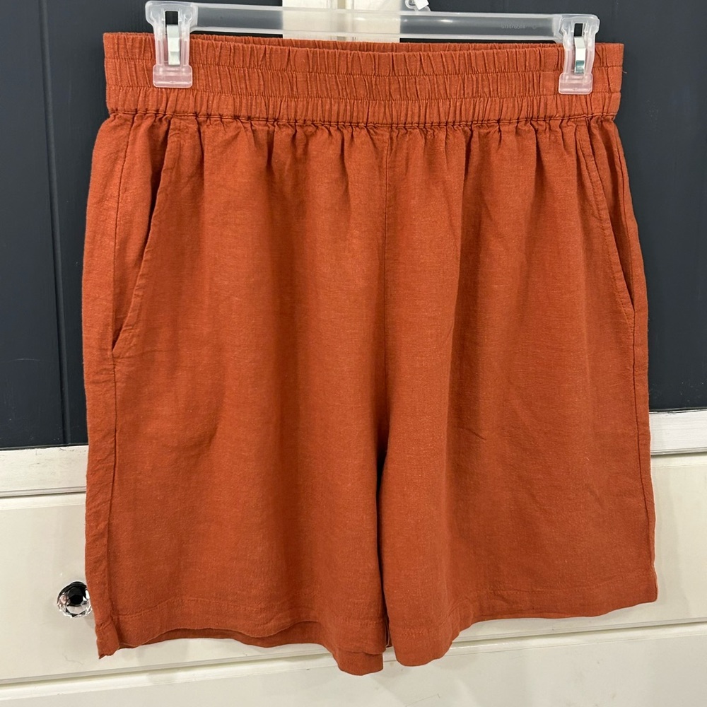 Sanctuary Linen Loose Fit Bermuda Shorts Rust Size Large NWT